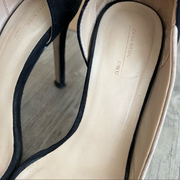 ZARA Vegan Suede Colorblock Pump Sandals - Picture 4 of 6